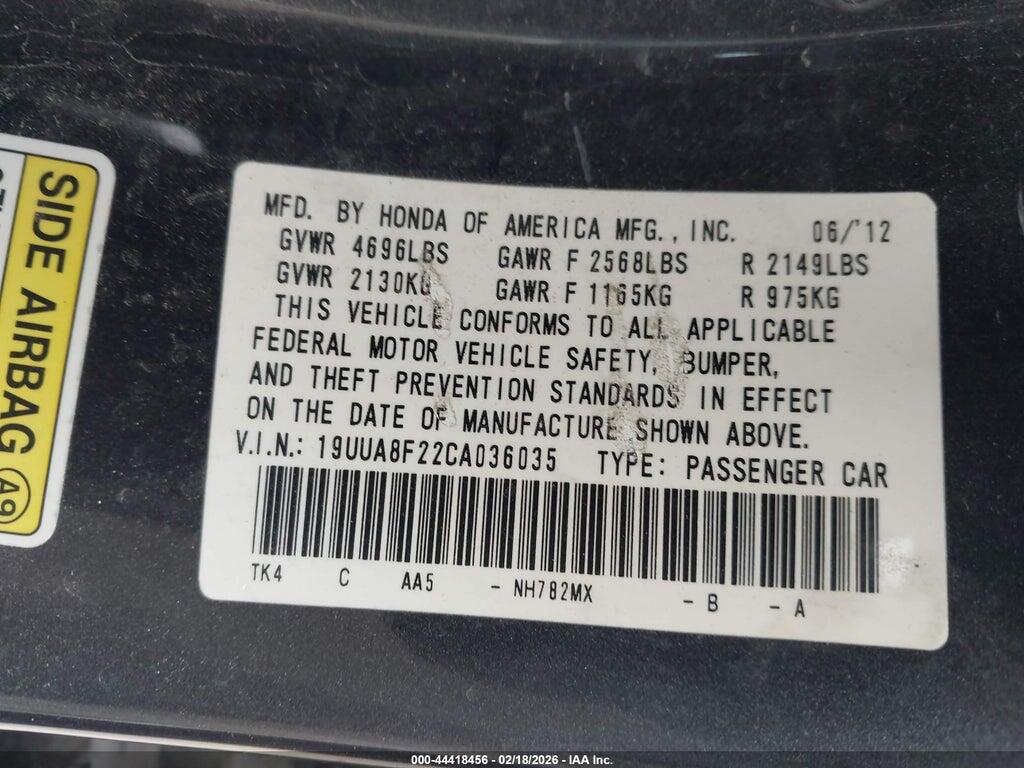 19UUA8F22CA036035 2012 ACURA TL photo no. 9
