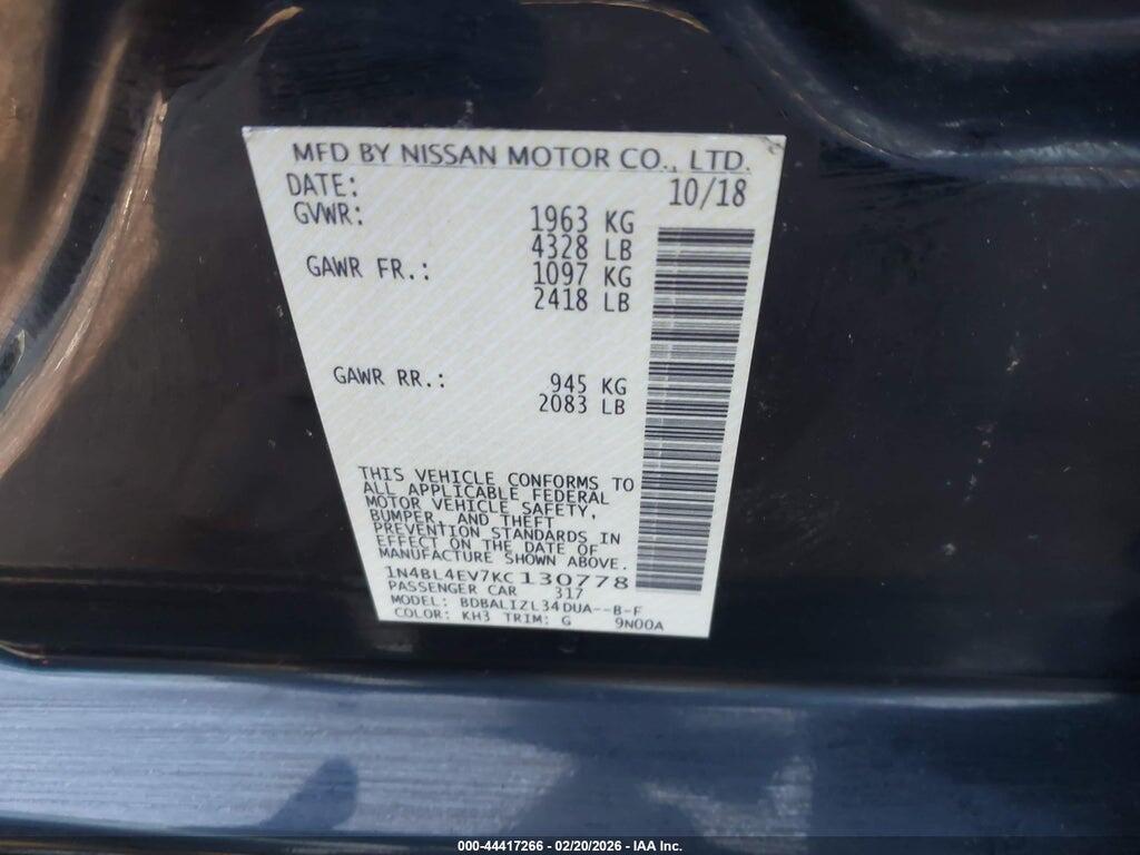 1N4BL4EV7KC130778 2019 NISSAN ALTIMA photo no. 9