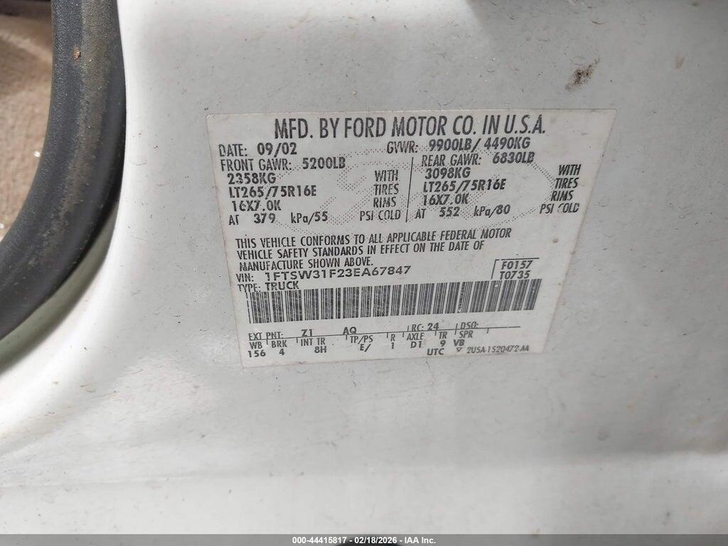 1FTSW31F23EA67847 2003 FORD F-350 photo no. 9