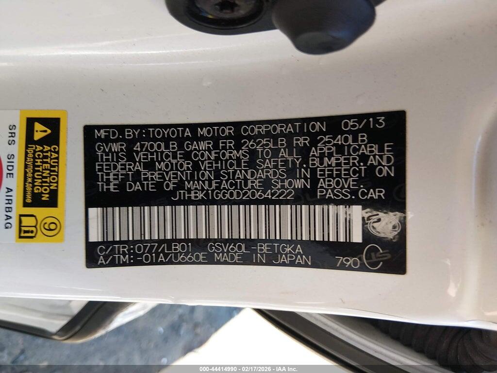 JTHBK1GG0D2064222 2013 LEXUS ES 350 photo no. 9