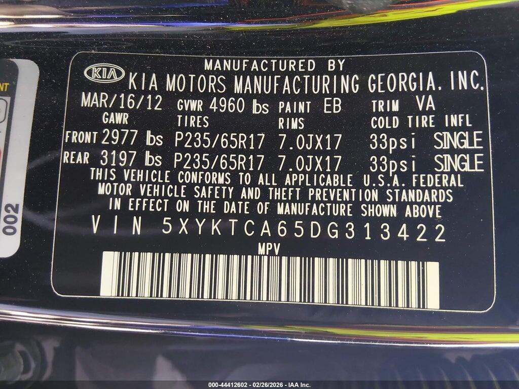 5XYKTCA65DG313422 2013 KIA SORENTO photo no. 9