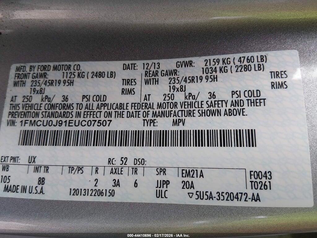 1FMCU0J91EUC07507 2014 FORD ESCAPE photo no. 9