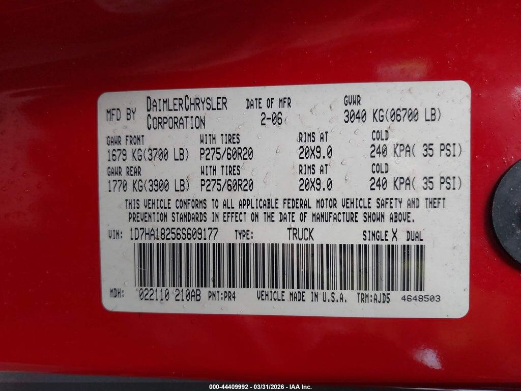 1D7HA18256S609177 2006 DODGE RAM 1500 photo no. 9