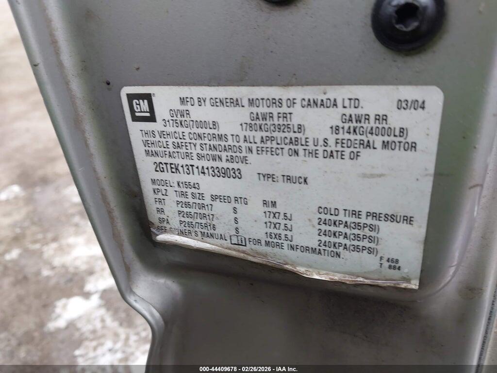 2GTEK13T141339033 2004 GMC SIERRA 1500 photo no. 9