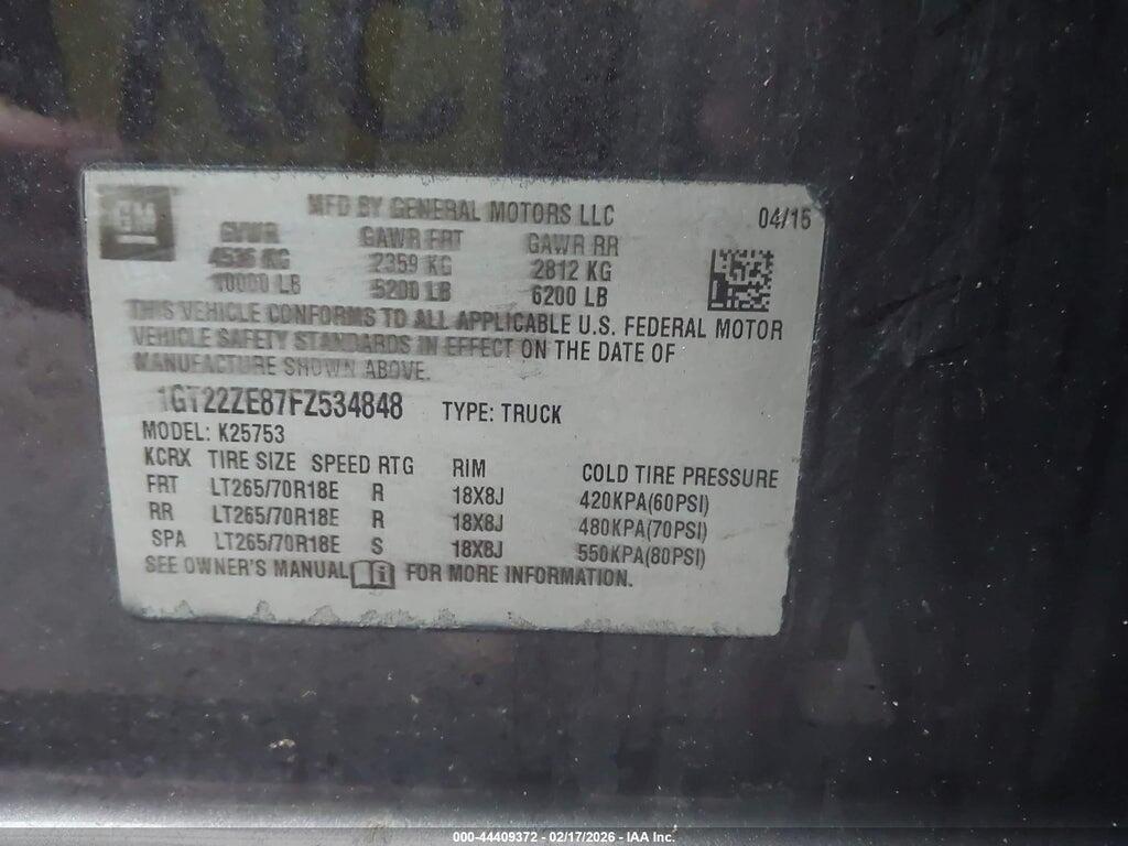 1GT22ZE87FZ534848 2015 GMC SIERRA 2500HD photo no. 9
