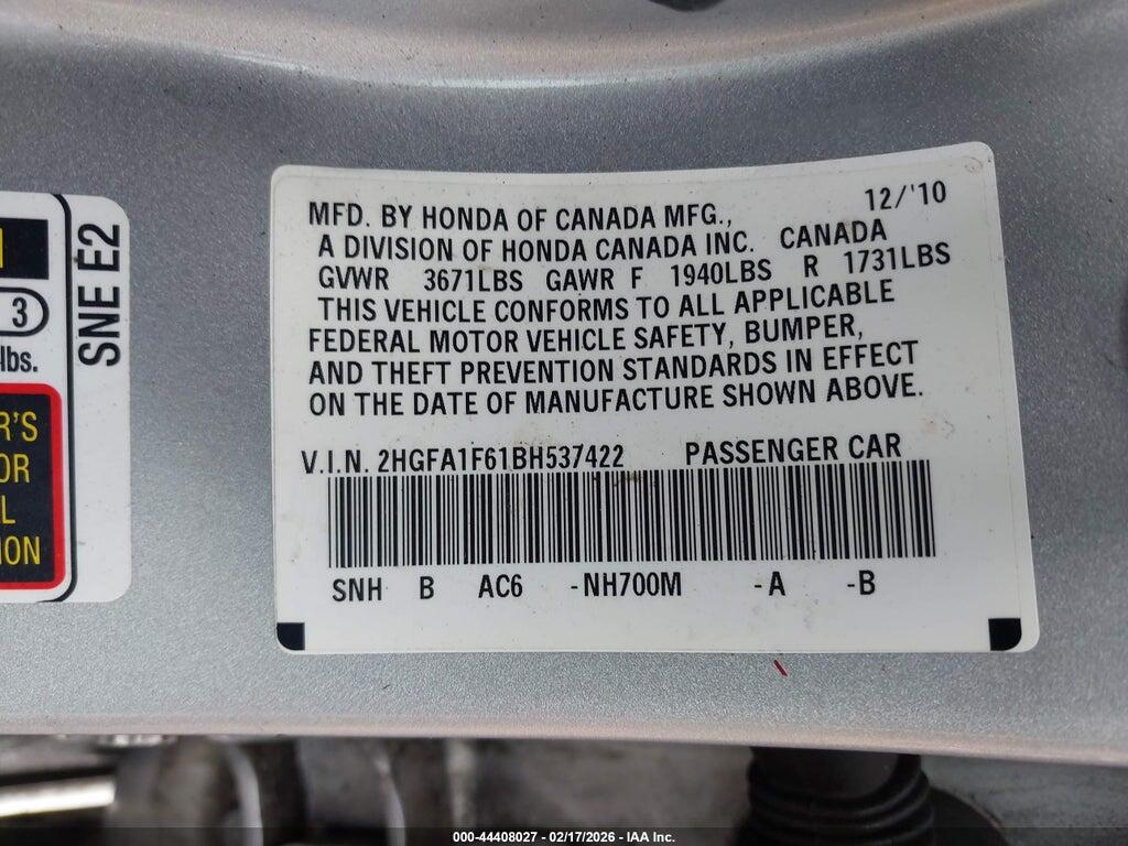 2HGFA1F61BH537422 2011 HONDA CIVIC photo no. 9
