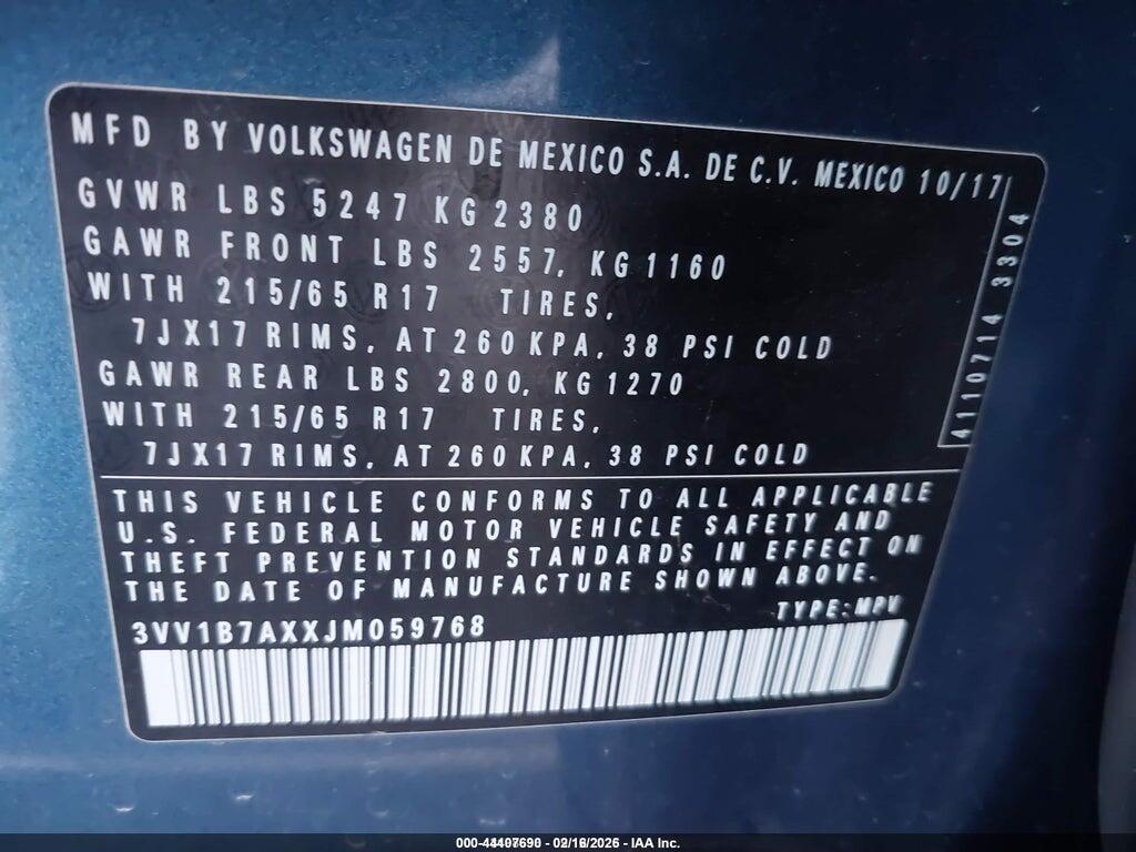 3VV1B7AXXJM059768 2018 VOLKSWAGEN TIGUAN photo no. 9