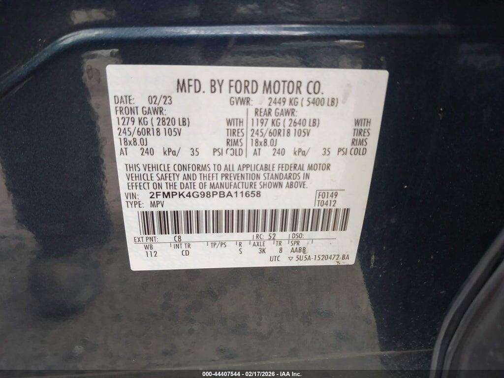 2FMPK4G98PBA11658 2023 FORD EDGE photo no. 9