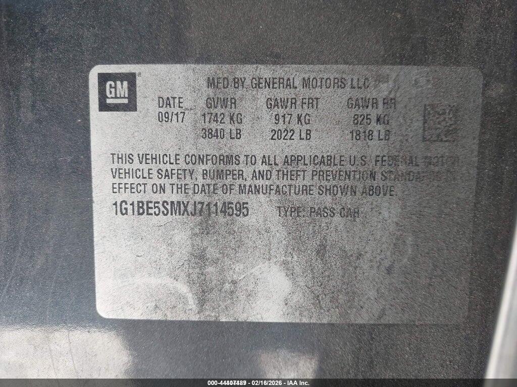 1G1BE5SMXJ7114595 2018 CHEVROLET CRUZE photo no. 9