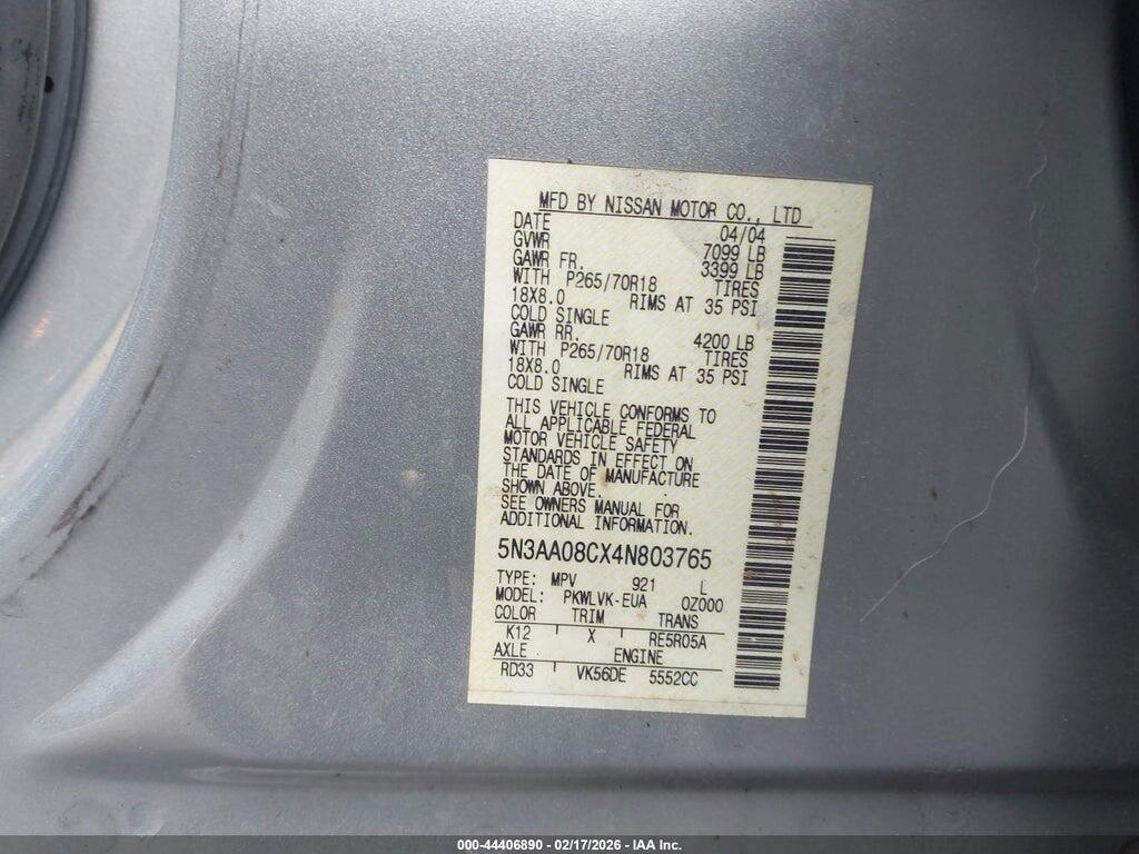5N3AA08CX4N803765 2004 INFINITI QX56 photo no. 9