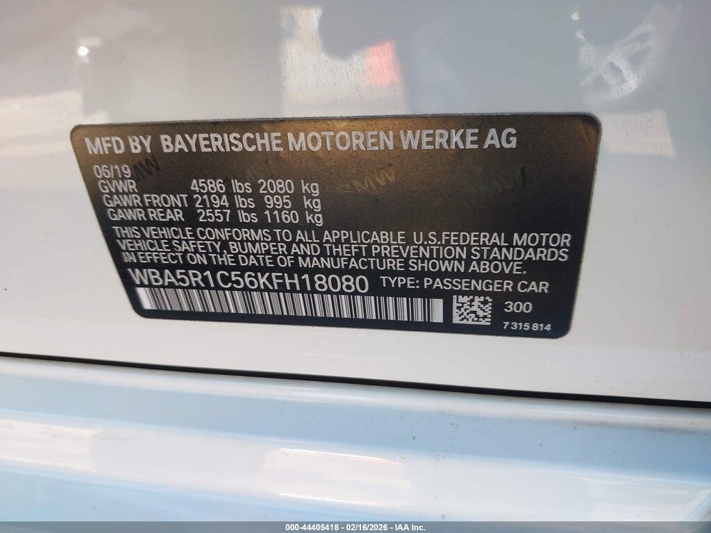 WBA5R1C56KFH18080 2019 BMW 330I photo no. 9