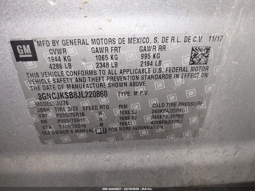 3GNCJKSB8JL220860 2018 CHEVROLET TRAX photo no. 9