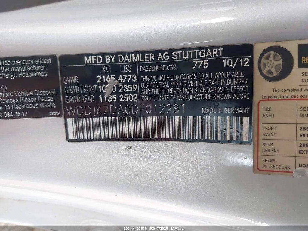 WDDJK7DA0DF012281 2013 MERCEDES-BENZ SL 550 photo no. 9