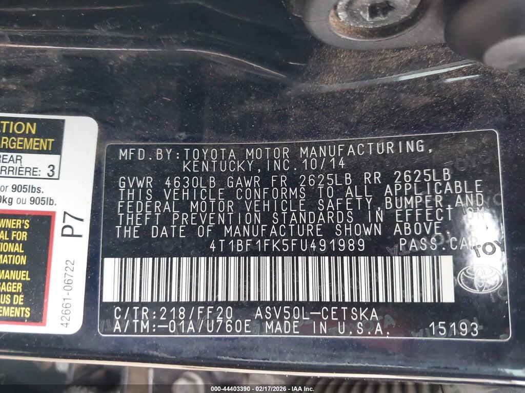 4T1BF1FK5FU491989 2015 TOYOTA CAMRY photo no. 9