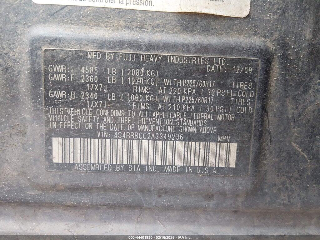 4S4BRBCC2A3349236 2010 SUBARU OUTBACK photo no. 9
