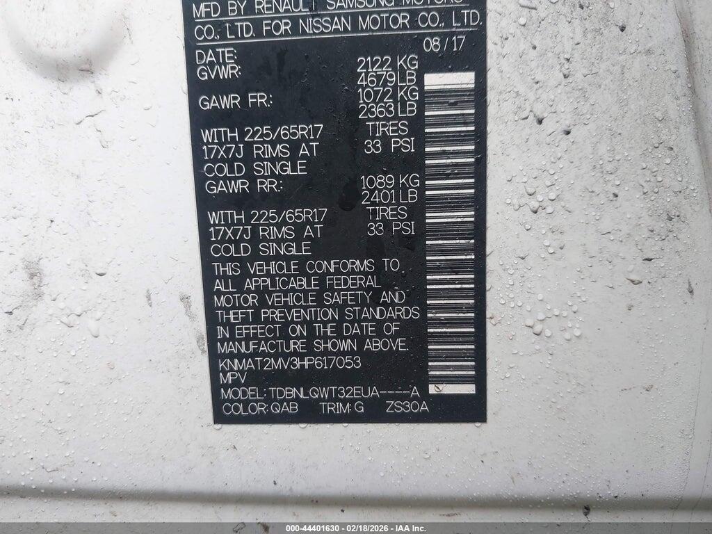 KNMAT2MV3HP617053 2017 NISSAN ROGUE photo no. 9