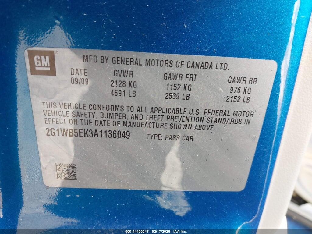 2G1WB5EK3A1136049 2010 CHEVROLET IMPALA photo no. 9