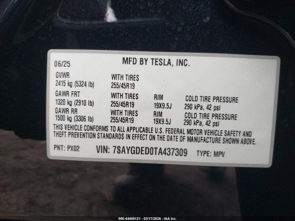7SAYGDED0TA437309 2026 TESLA MODEL Y photo no. 9
