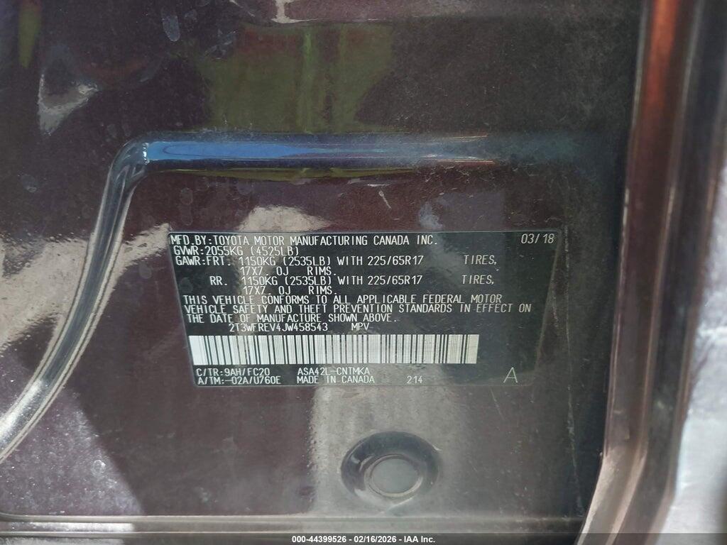 2T3WFREV4JW458543 2018 TOYOTA RAV4 photo no. 9