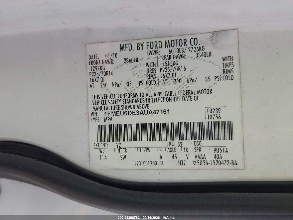 1FMEU6DE3AUA47161 2010 FORD EXPLORER photo no. 9