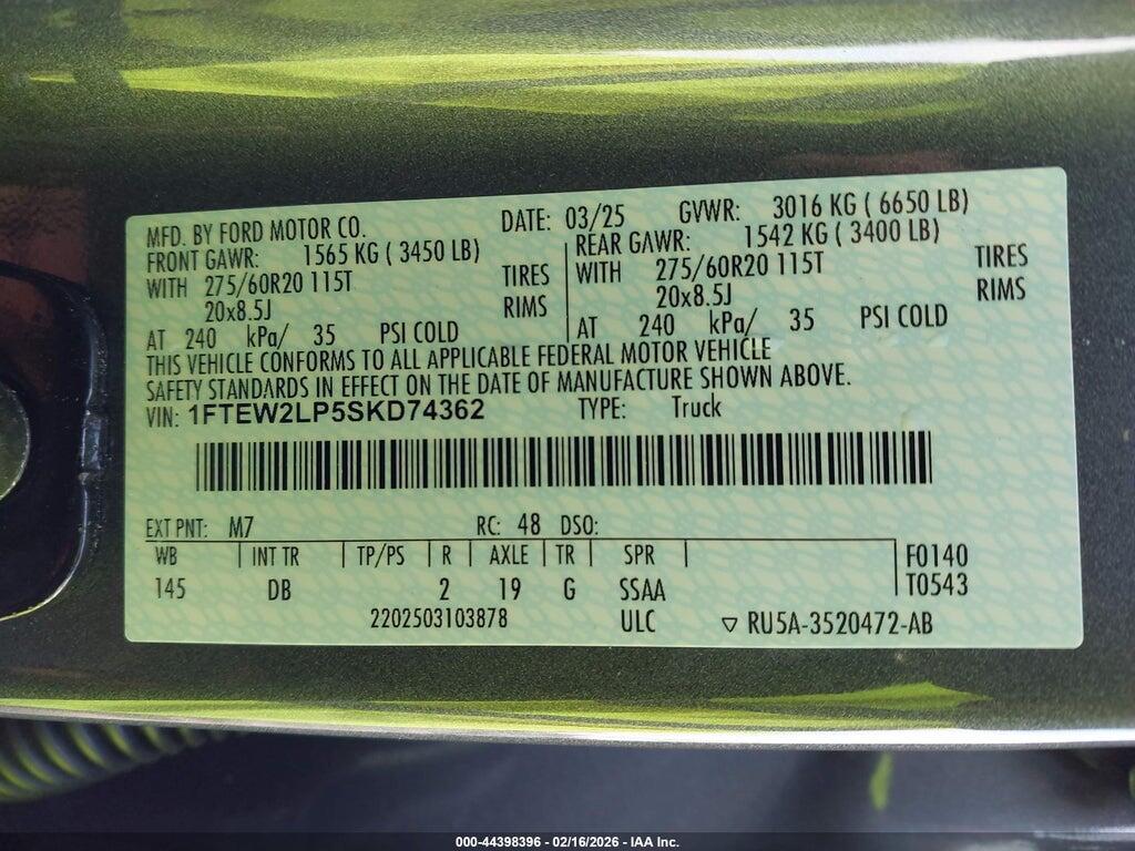 1FTEW2LP5SKD74362 2025 FORD F-150 photo no. 9