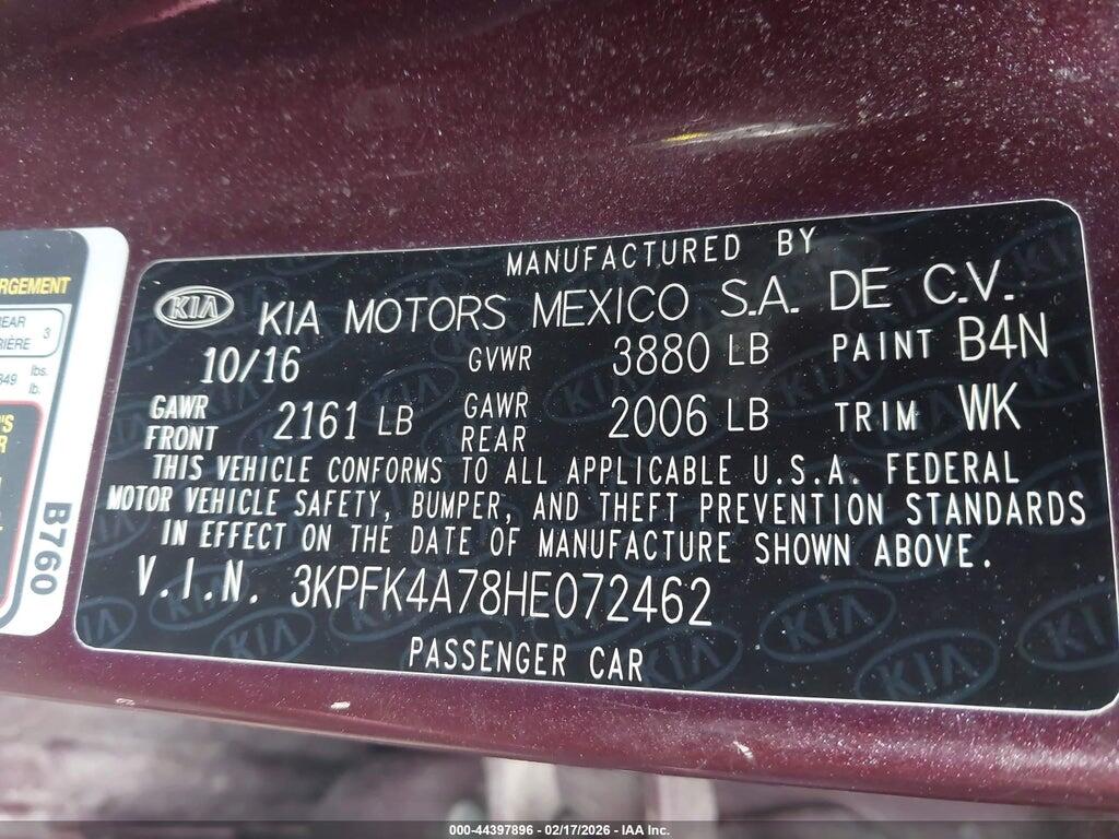 3KPFK4A78HE072462 2017 KIA FORTE photo no. 9