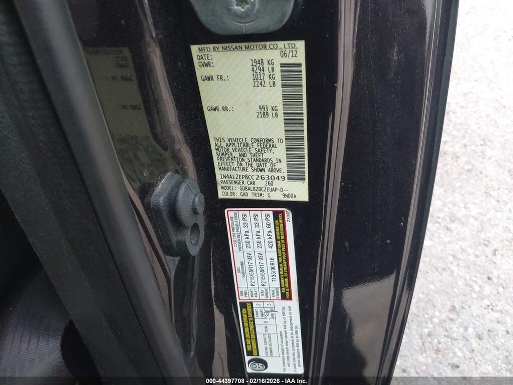 1N4AL2EP8CC263049 2012 NISSAN ALTIMA photo no. 9