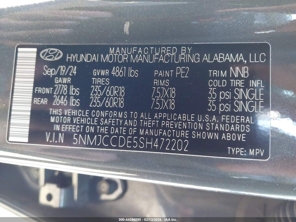 5NMJCCDE5SH472202 2025 HYUNDAI TUCSON photo no. 9