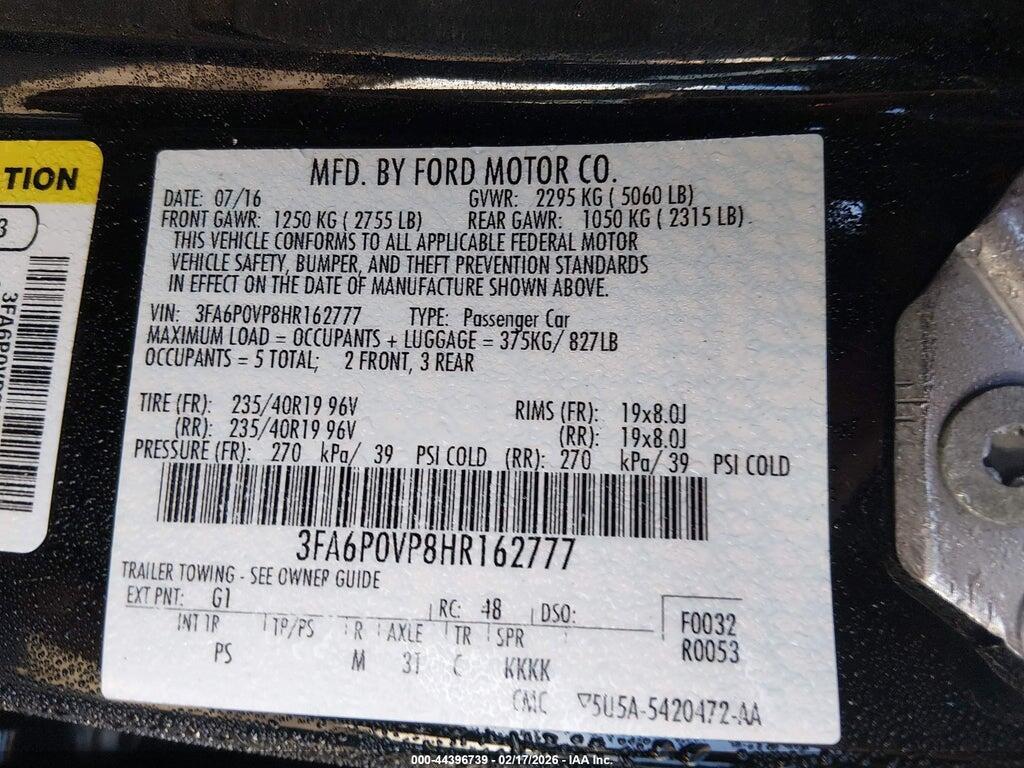 3FA6P0VP8HR162777 2017 FORD FUSION photo no. 9