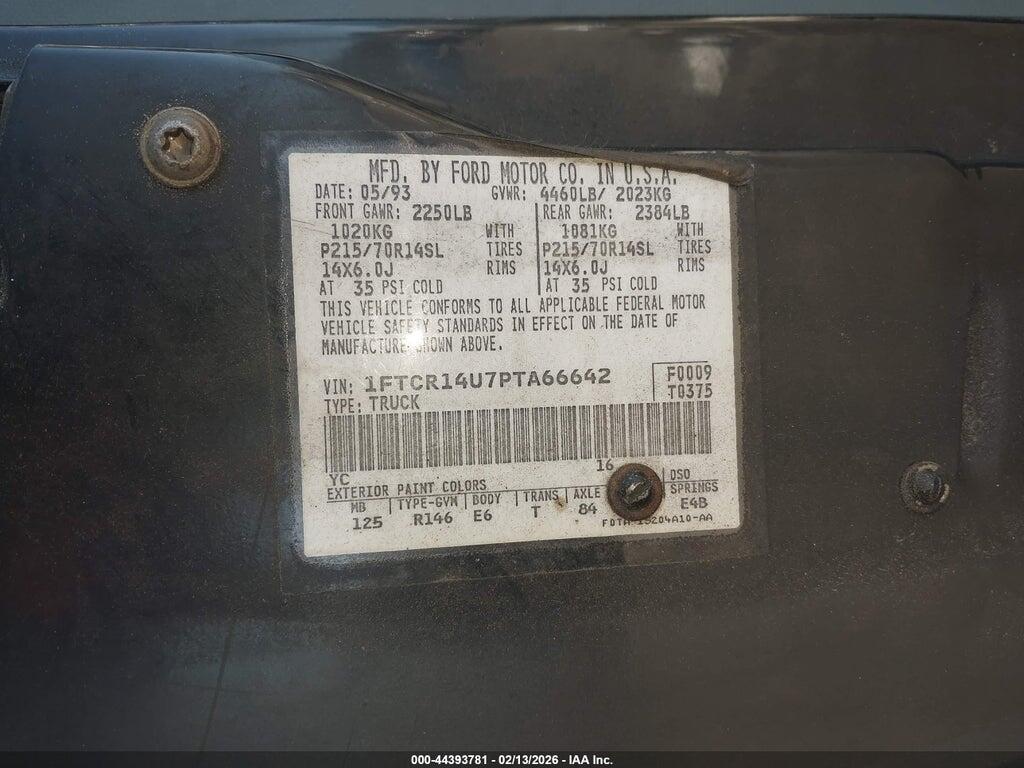 1FTCR14U7PTA66642 1993 FORD RANGER photo no. 9