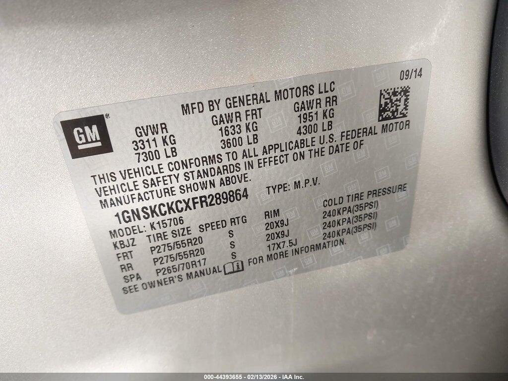 1GNSKCKCXFR289864 2015 CHEVROLET TAHOE photo no. 9