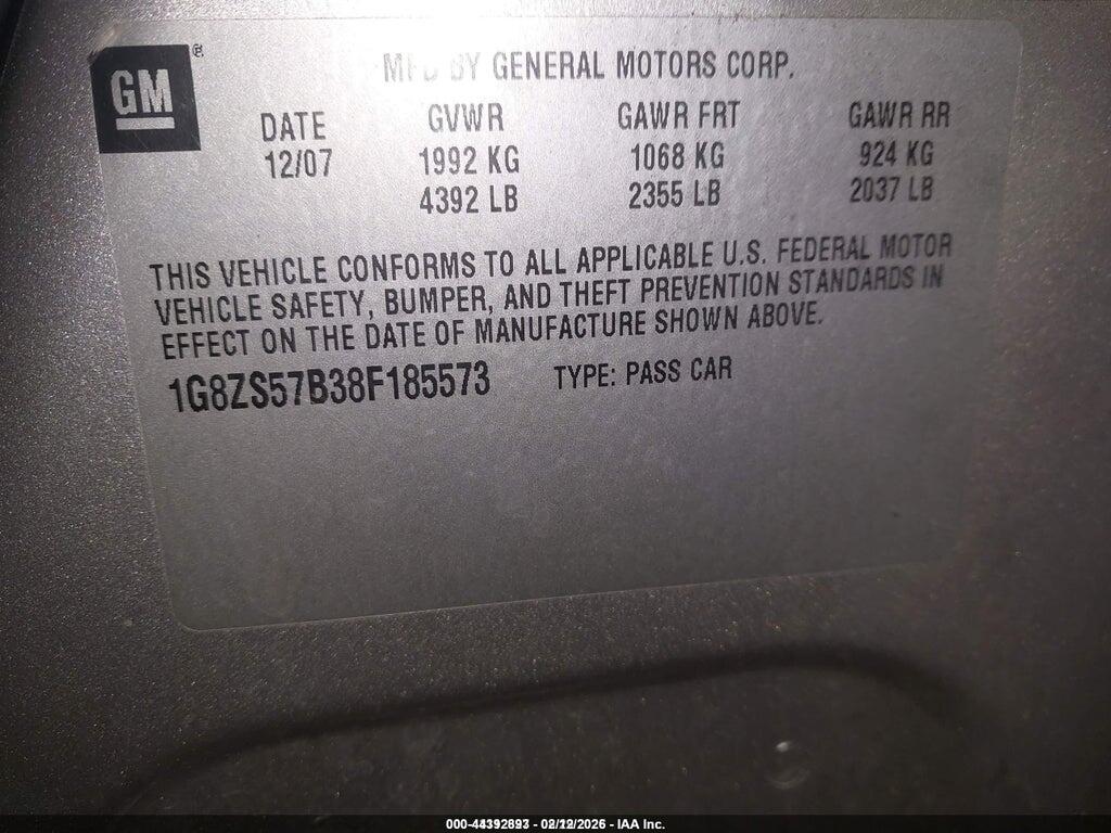 1G8ZS57B38F185573 2008 SATURN AURA photo no. 9