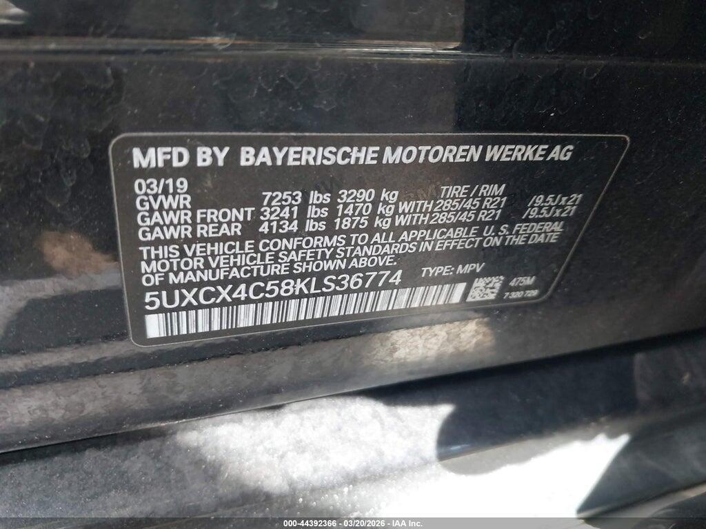 5UXCX4C58KLS36774 2019 BMW X7 photo no. 9