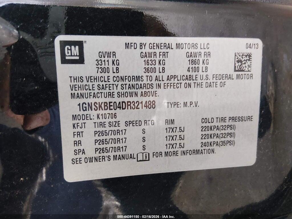 1GNSKBE04DR321488 2013 CHEVROLET TAHOE photo no. 9