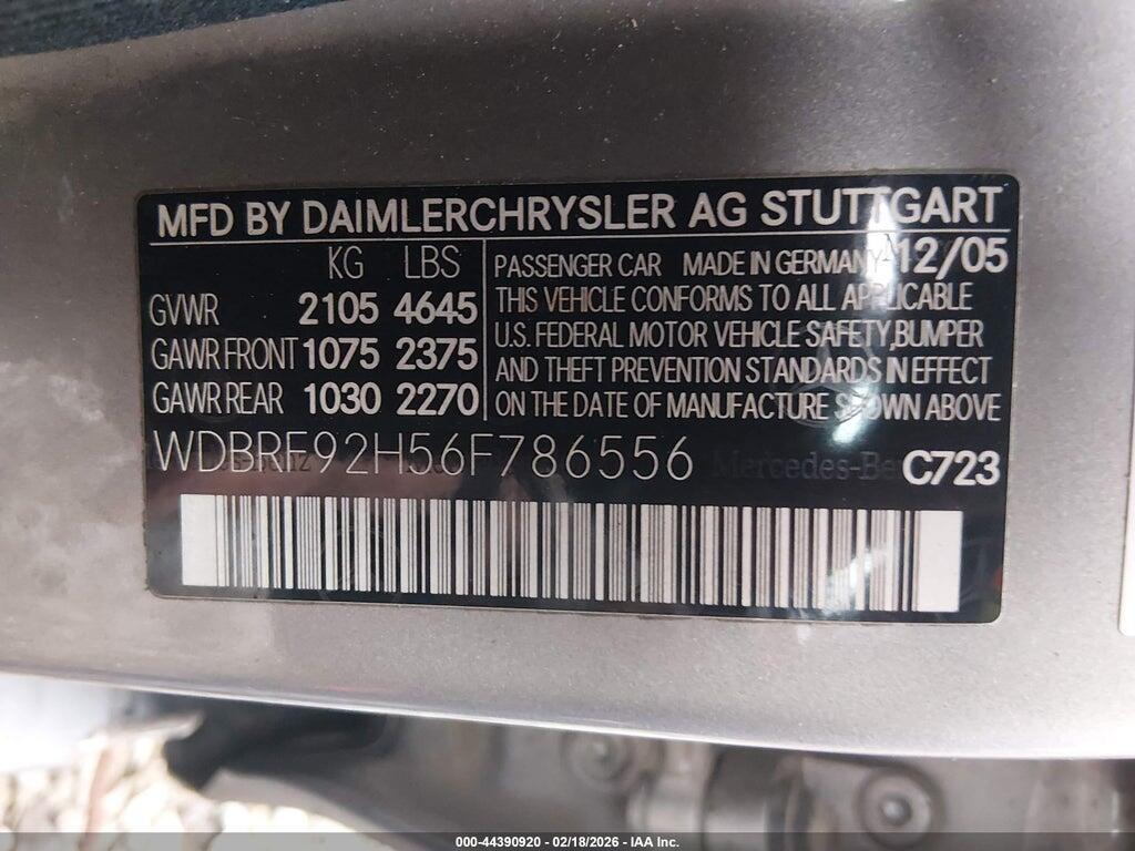 WDBRF92H56F786556 2006 MERCEDES-BENZ C 280 photo no. 9