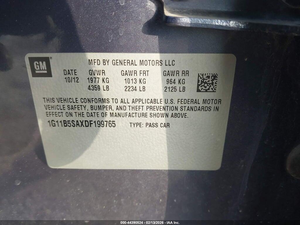 1G11B5SAXDF199765 2013 CHEVROLET MALIBU photo no. 9