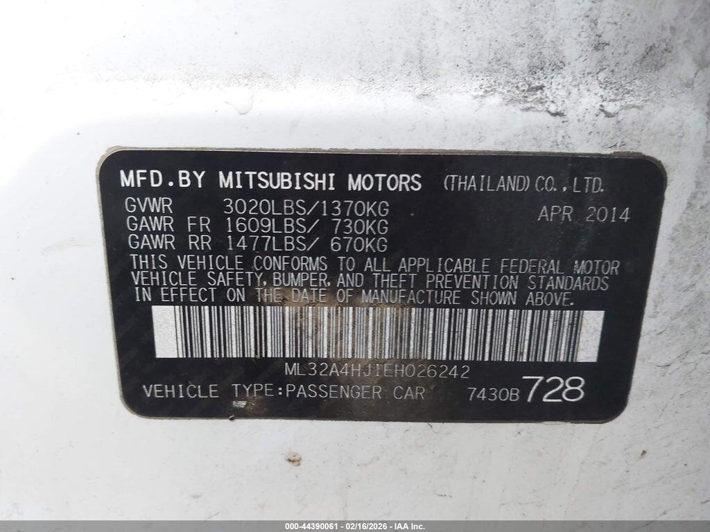 ML32A4HJ1EH026242 2014 MITSUBISHI MIRAGE photo no. 9