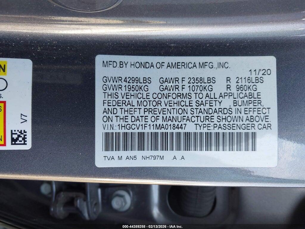 1HGCV1F11MA018447 2021 HONDA ACCORD photo no. 9
