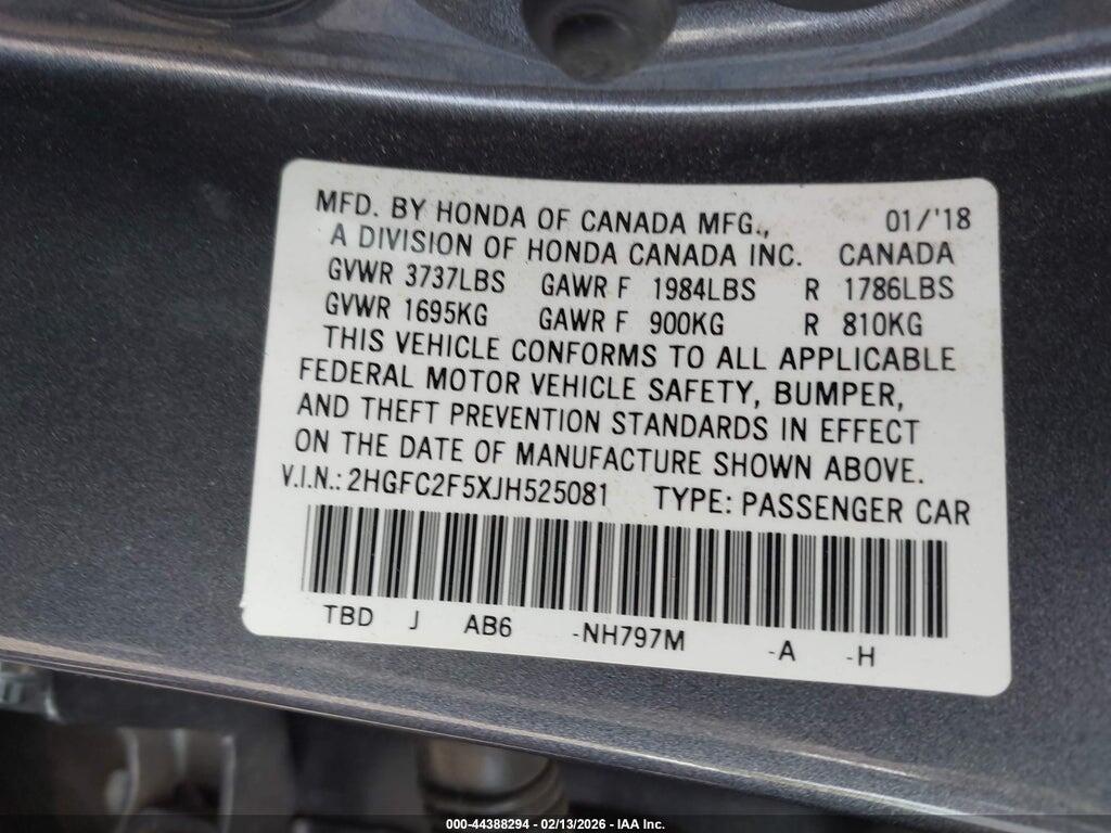 2HGFC2F5XJH525081 2018 HONDA CIVIC photo no. 9