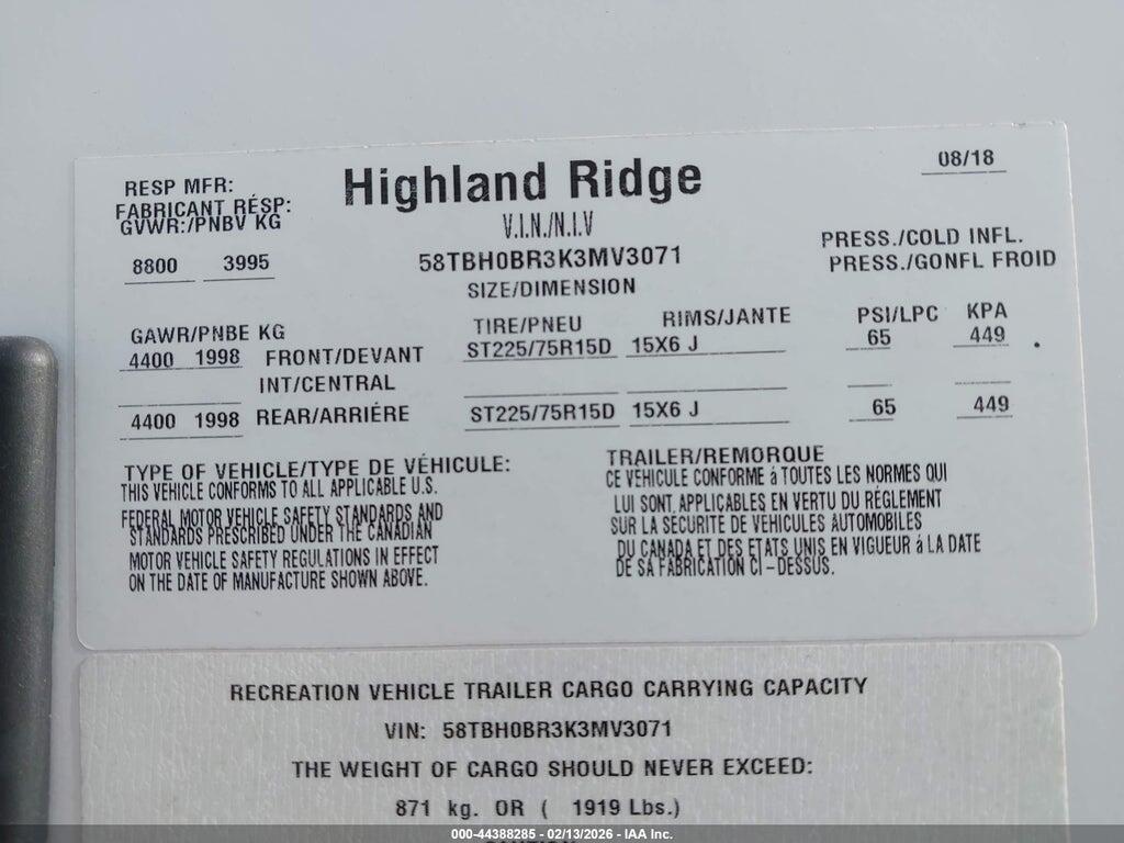 58TBH0BR3K3MV3071 2019 HIGHLAND RIDGE MESA RIDGE photo no. 9