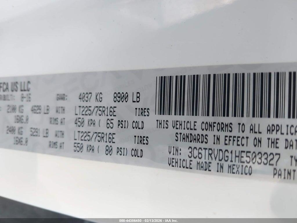 3C6TRVDG1HE503327 2017 RAM PROMASTER 2500 photo no. 9