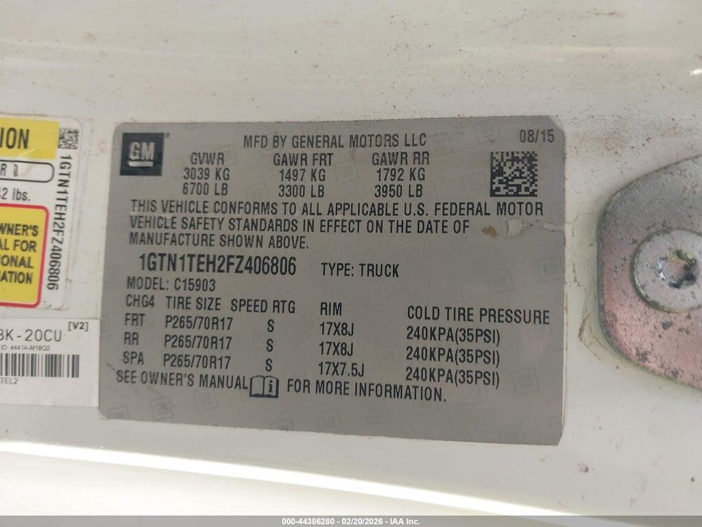 1GTN1TEH2FZ406806 2015 GMC SIERRA 1500 photo no. 9