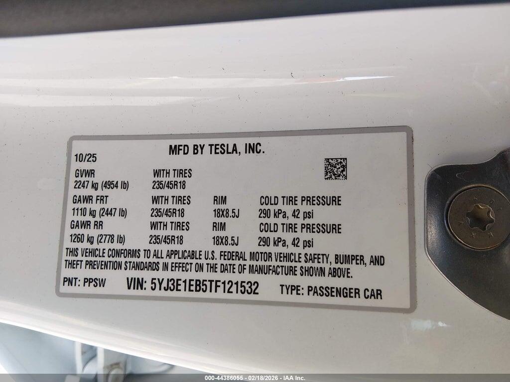 5YJ3E1EB5TF121532 2026 TESLA MODEL 3 photo no. 9
