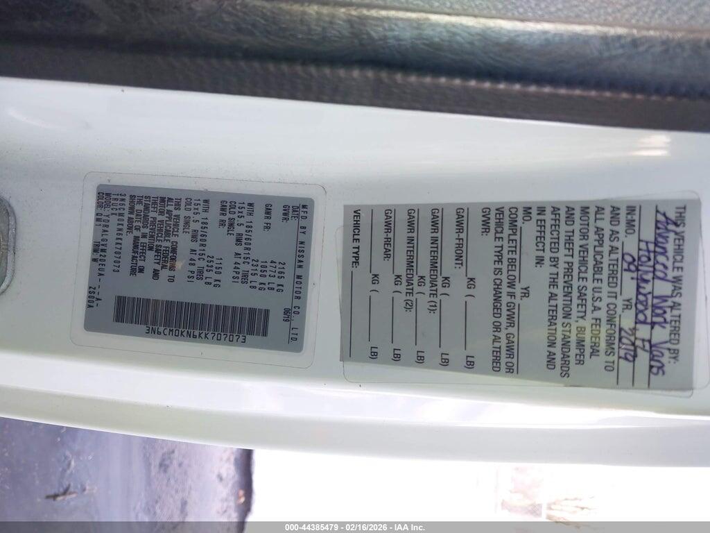 3N6CM0KN6KK707073 2019 NISSAN NV200 photo no. 9