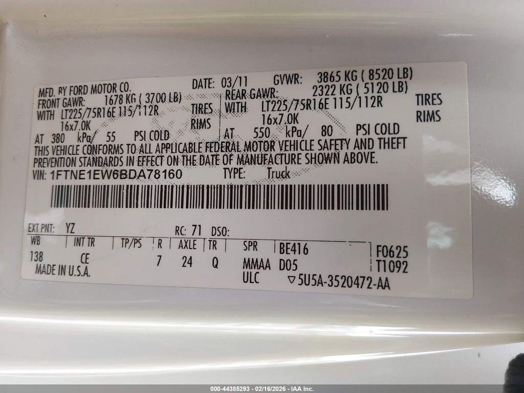 1FTNE1EW6BDA78160 2011 FORD E-150 photo no. 9
