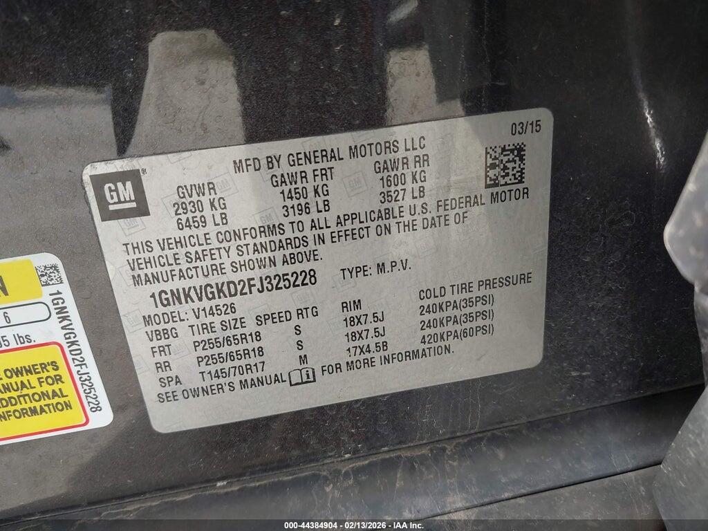 1GNKVGKD2FJ325228 2015 CHEVROLET TRAVERSE photo no. 9