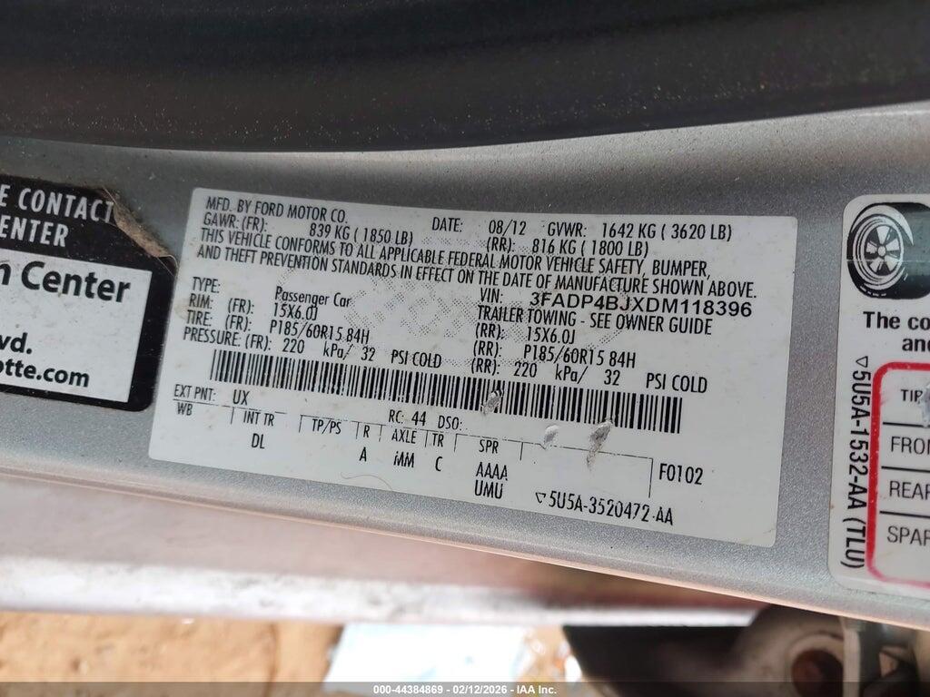3FADP4BJXDM118396 2013 FORD FIESTA photo no. 9