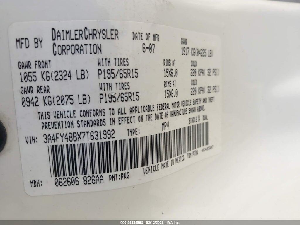 3A4FY48BX7T631992 2007 CHRYSLER PT CRUISER photo no. 9