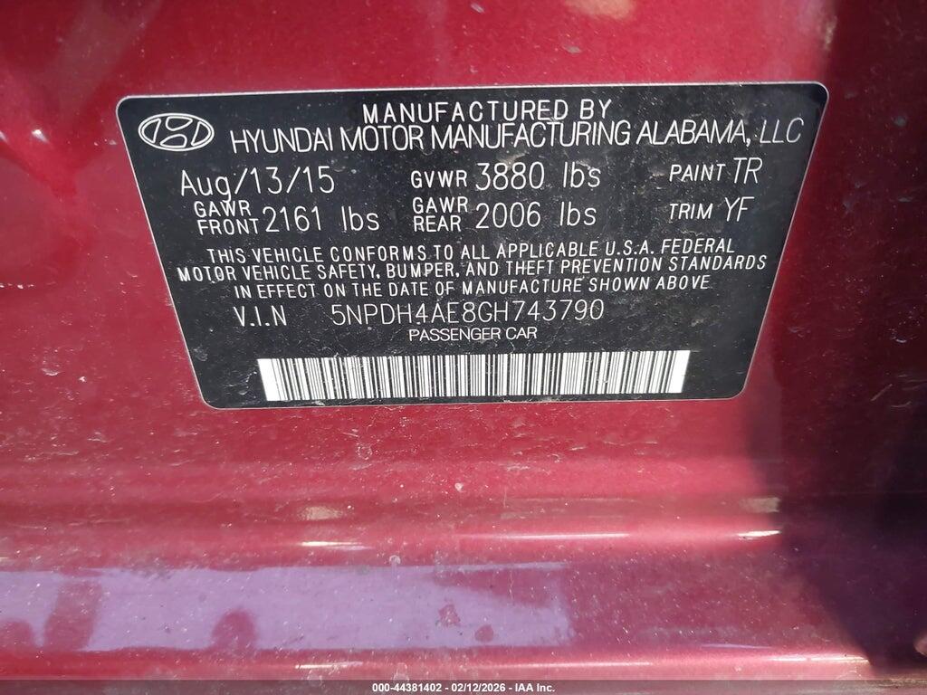 5NPDH4AE8GH743790 2016 HYUNDAI ELANTRA photo no. 9
