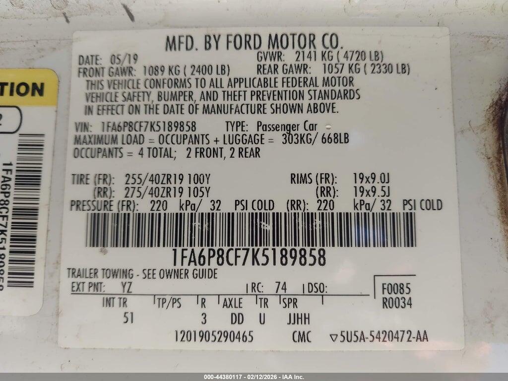 1FA6P8CF7K5189858 2019 FORD MUSTANG photo no. 9